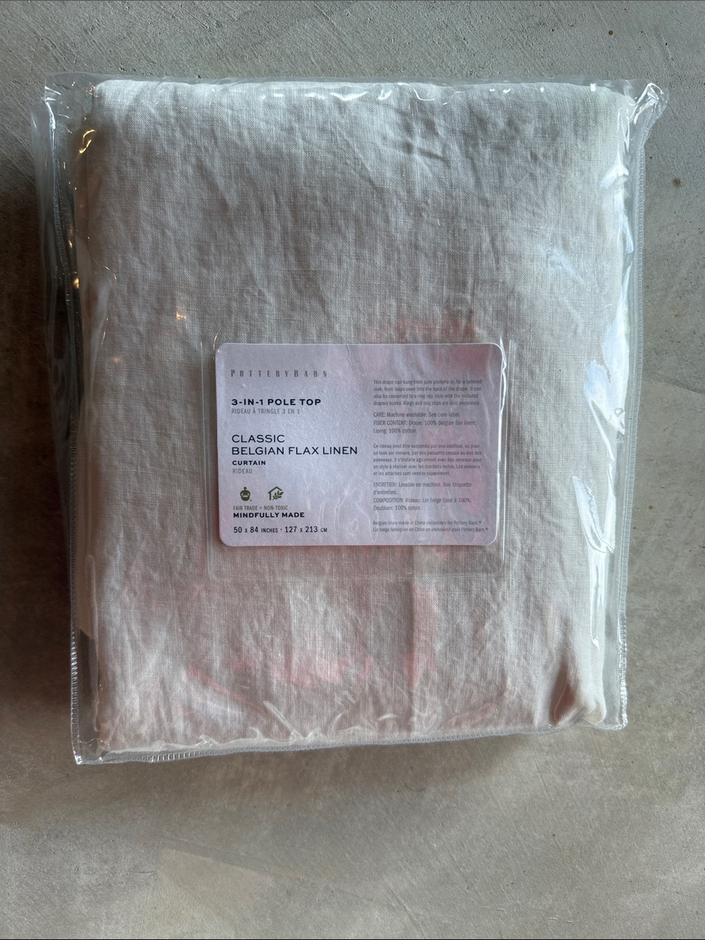 Pottery Barn Belgian Flax Linen Curtain - ivory